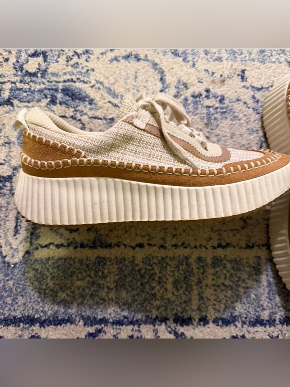 Dolce Vita Cream and Tan Platform Lace-Up Sneakers - Picture 4 of 5